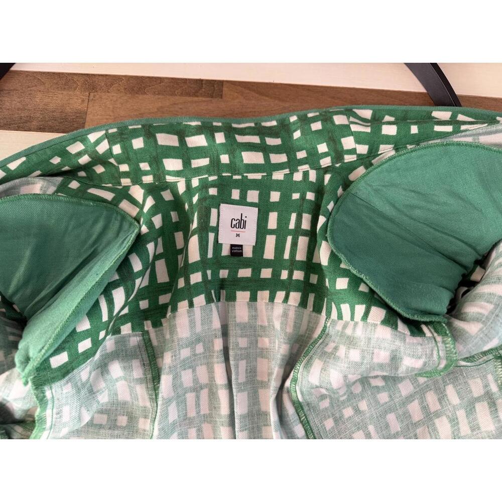 cabi Green Grid Belted Cardigan Coat – Size M - Picture 2 of 10